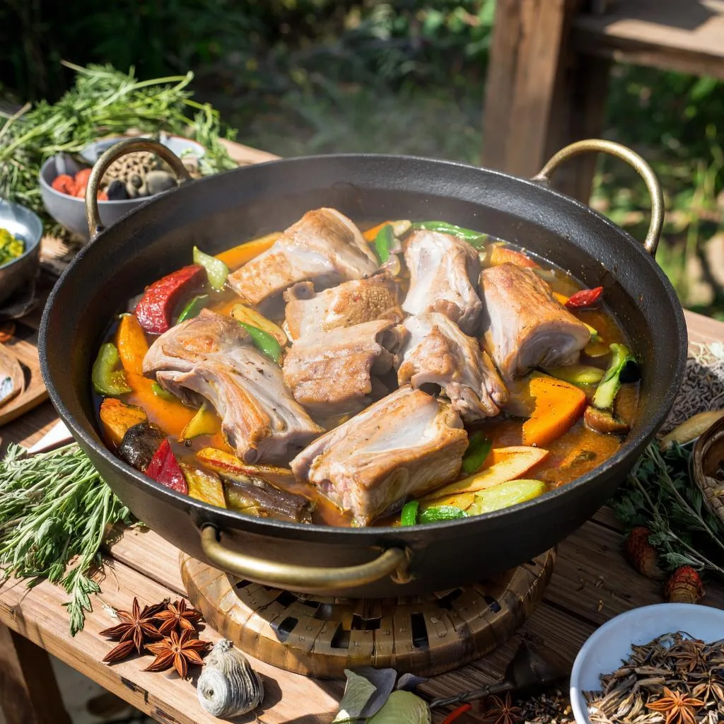 ▌ 🍽️ Аппетитные свиные ребрышки с овощами в казане!