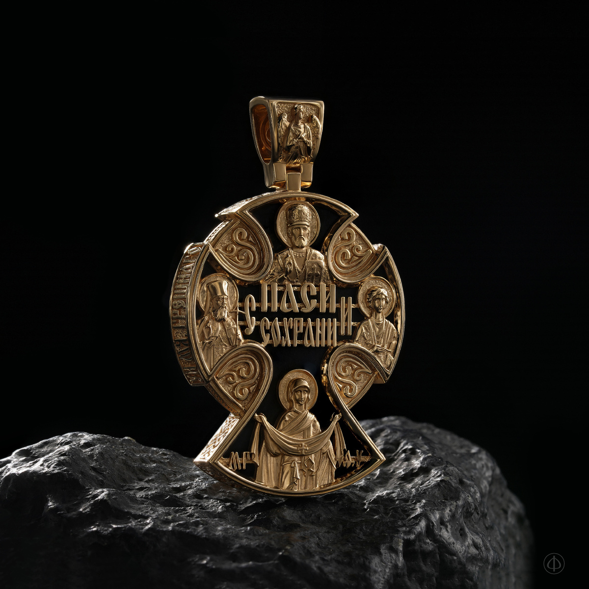 Крест из золота 750 и чёрного дерева (эбена) Арт.005