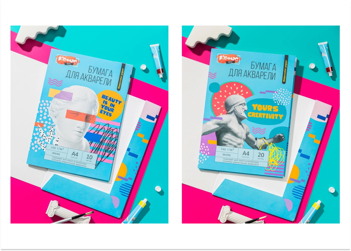 Специальная голубая линейка Studio плотностью 160 г/м² создана для тех, кто только открывает для себя мир акварели. Она прощает небольшие ошибки и позволяет экспериментировать