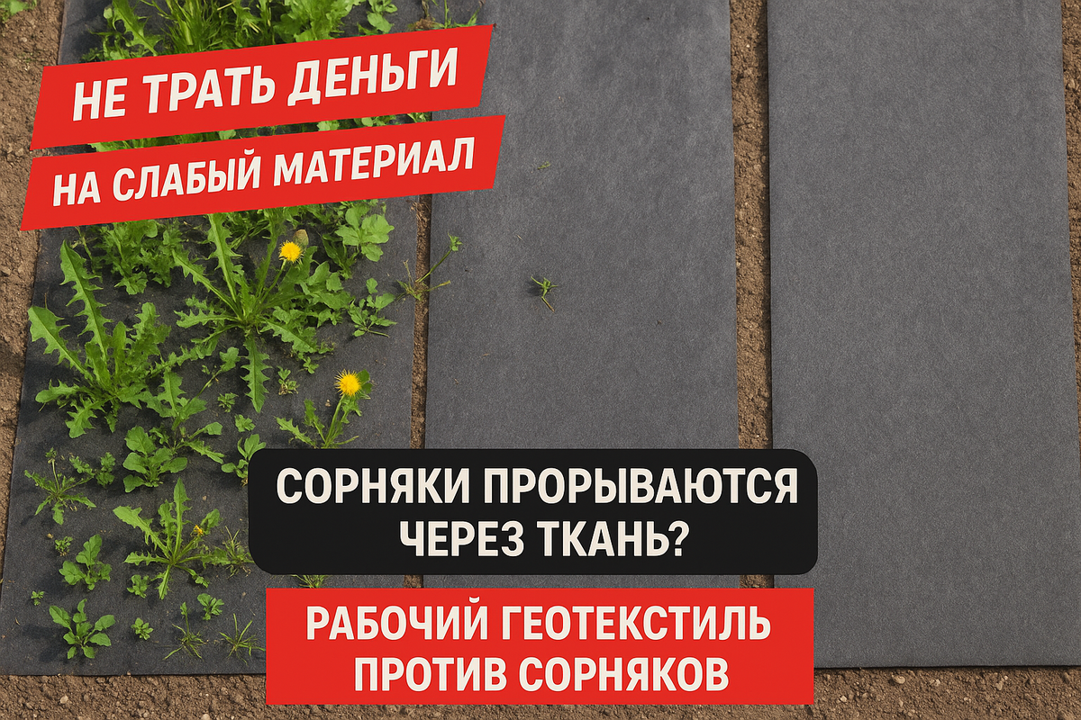 Геотекстиль от сорняков: я проверил 3 плотности. Один вариант провалился