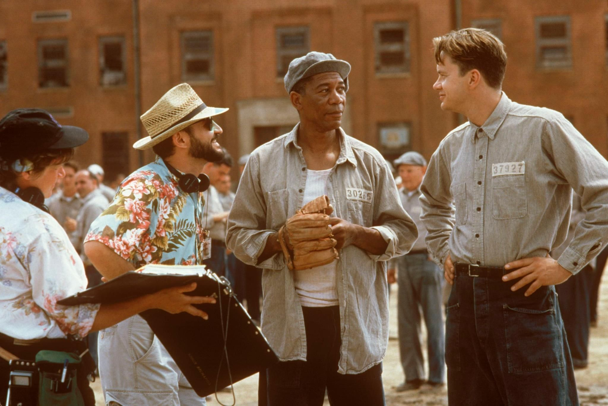 Кадр со съемочной площадки фильма "Побег из Шоушенка" (1994)