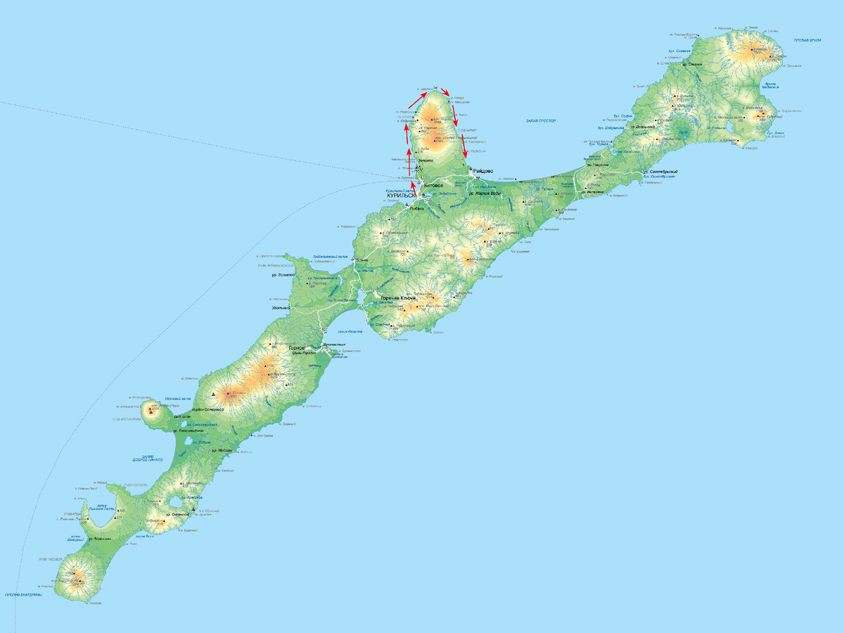 Красными стрелками показан наш дневной маршрут.