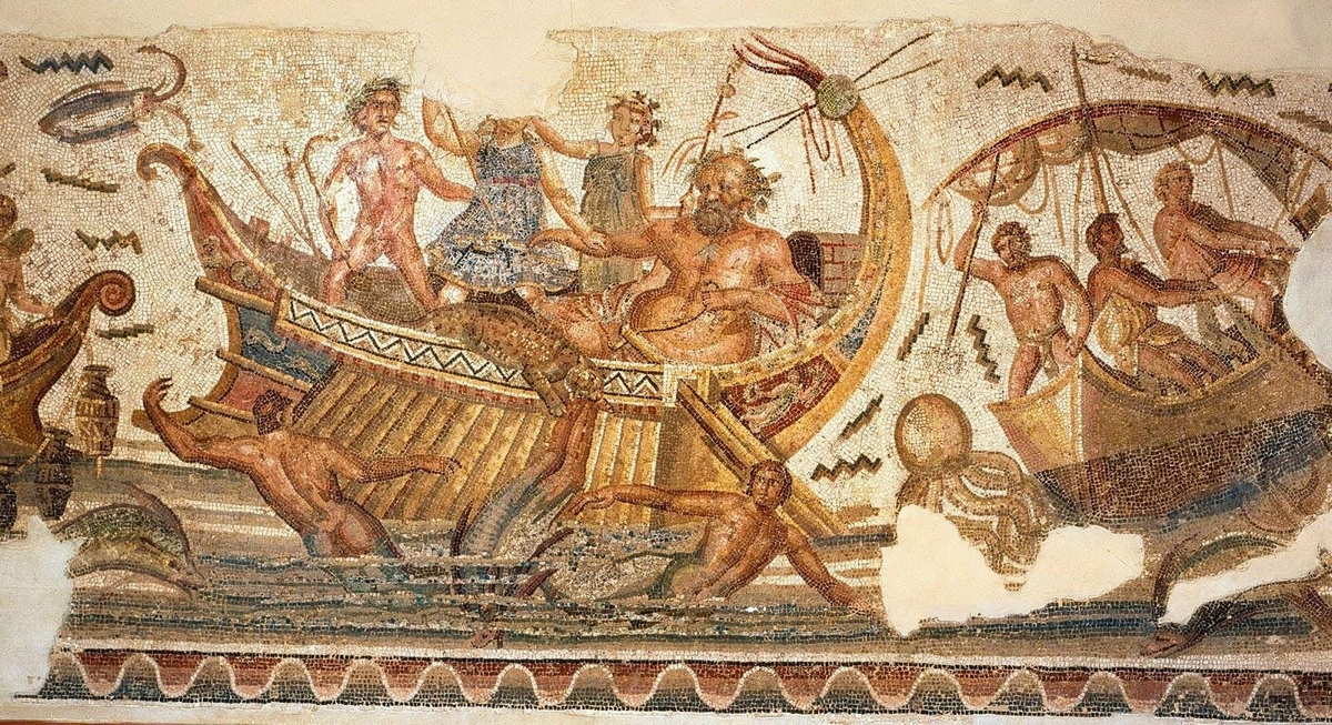 Мозаика с изображением бога Диониса и морских разбойников. Тунис, III в. н.э.