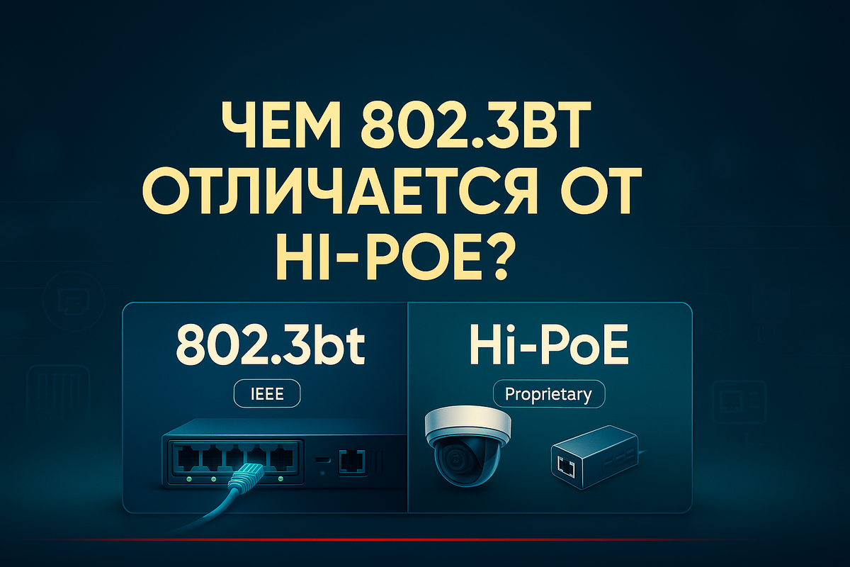 Стандарт IEEE 802.3bt поднимает мощность PoE на порт: тип 3 до 60 Вт на стороне коммутатора, тип 4 до 90–100 Вт