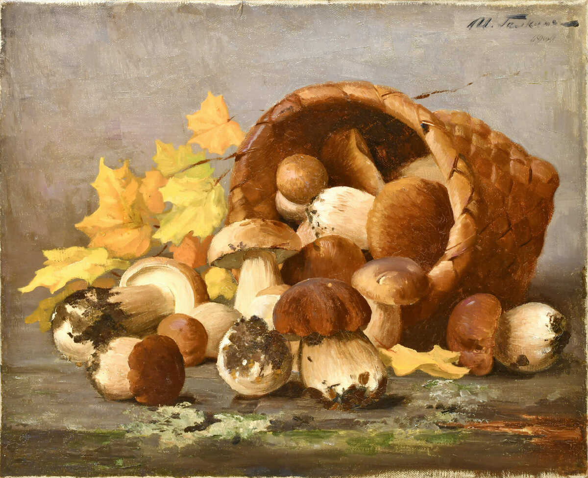  «Натюрморт с белыми грибами», Илья Саввич Галкин, 1904