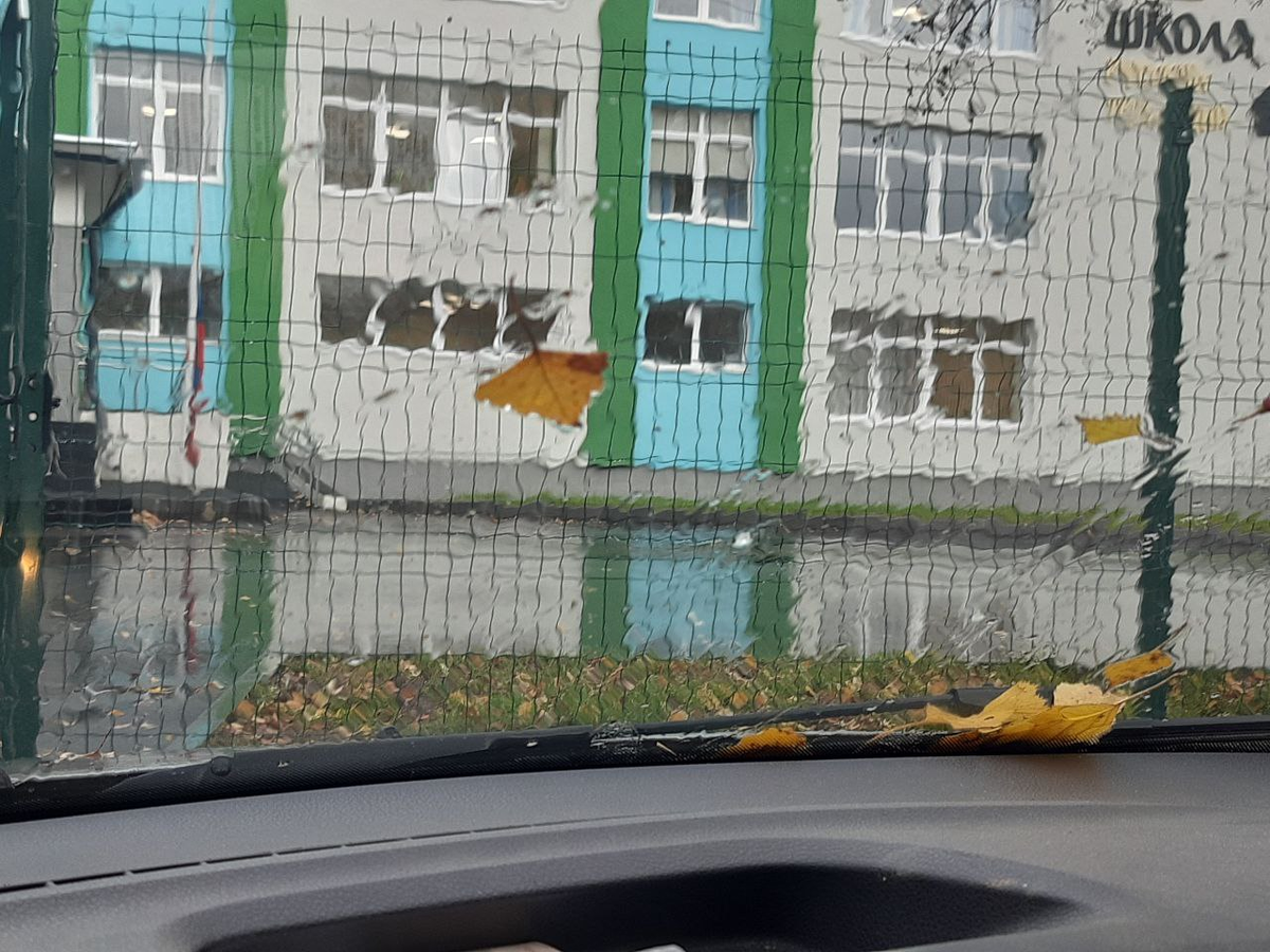 Стояла у школы, дожидалась коллегу. 