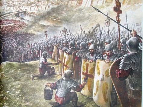Войско Константина наносят знамя христа. 