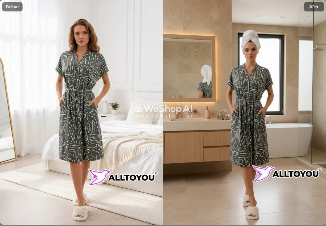 Пример генерации с изменением прически модели и спальной комнаты