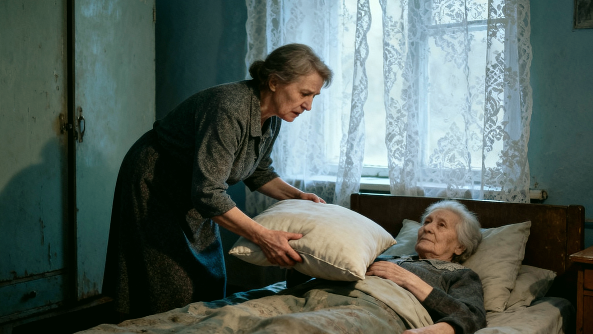 Стою с подушкой в руках.