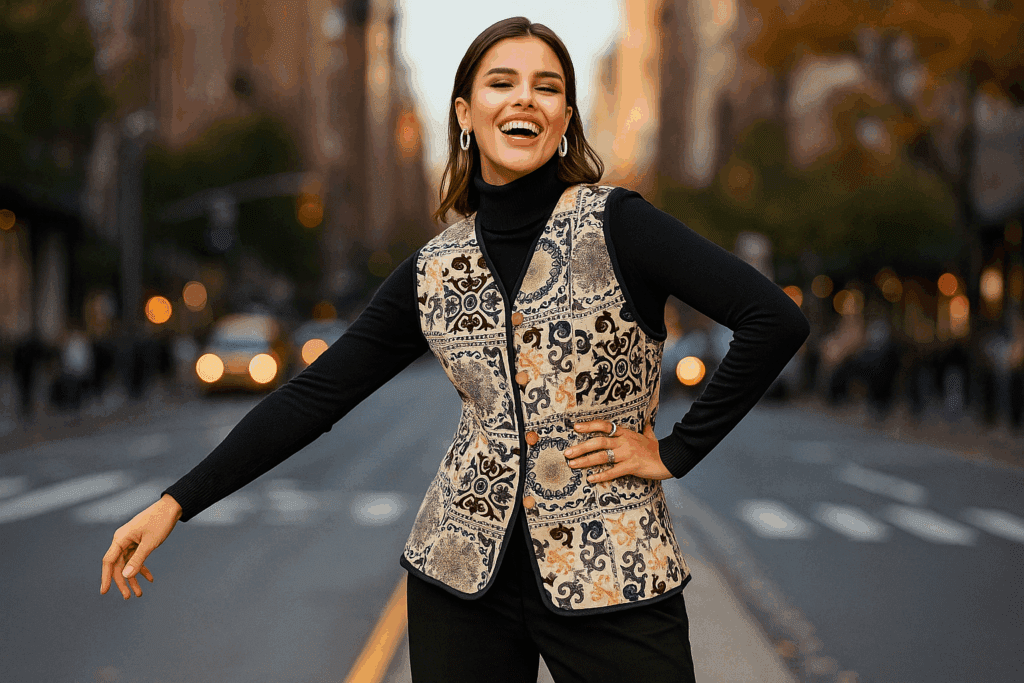    kak-nosit-vsesazonnyj-zhilet-4-neozhidannyh-obrazov-na-vse-sezony Veveya