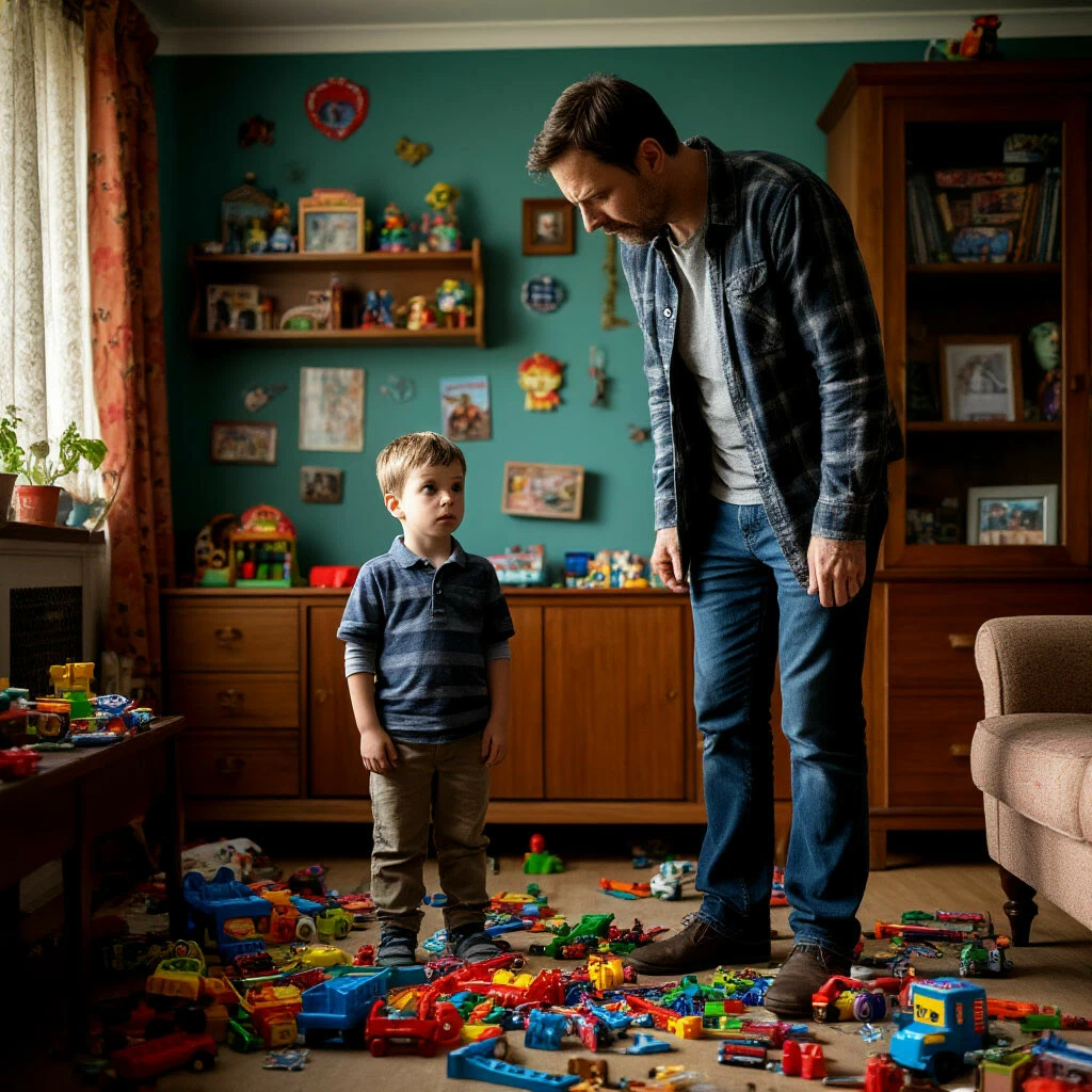 Папа пришел помочь сынишке или наказать?