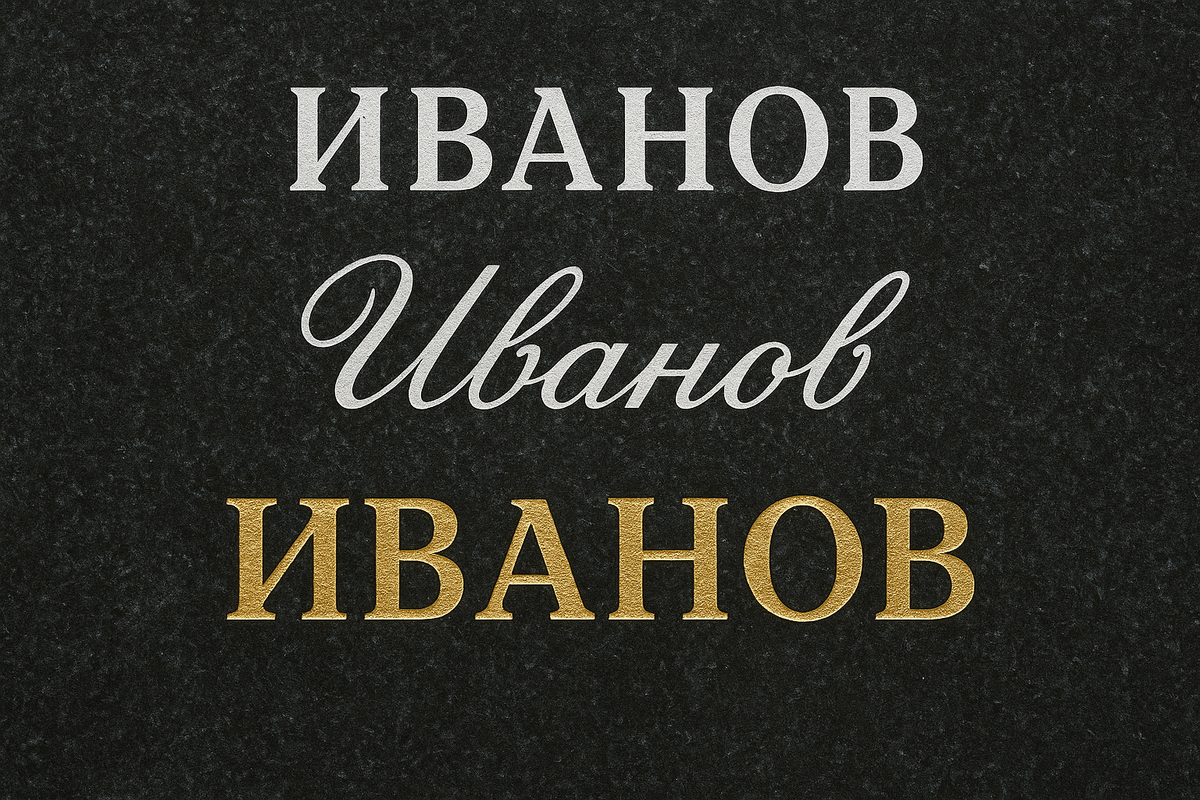 Варианты шрифтов и расположения текста на памятнике
