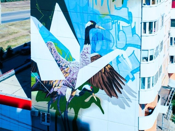 Мурал "Журавли"