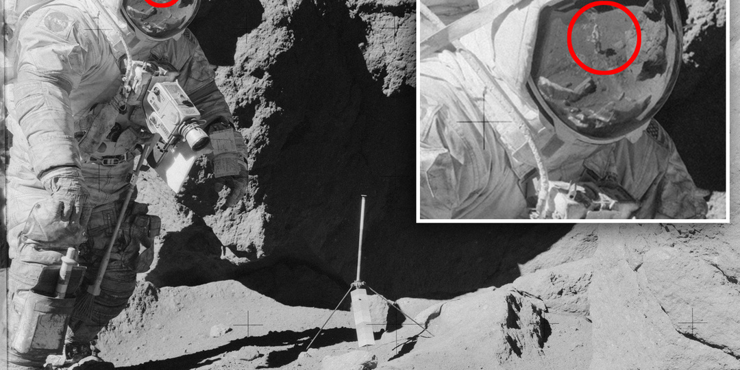Странное отражение в стекле скафандра астронавта Аполлон-17