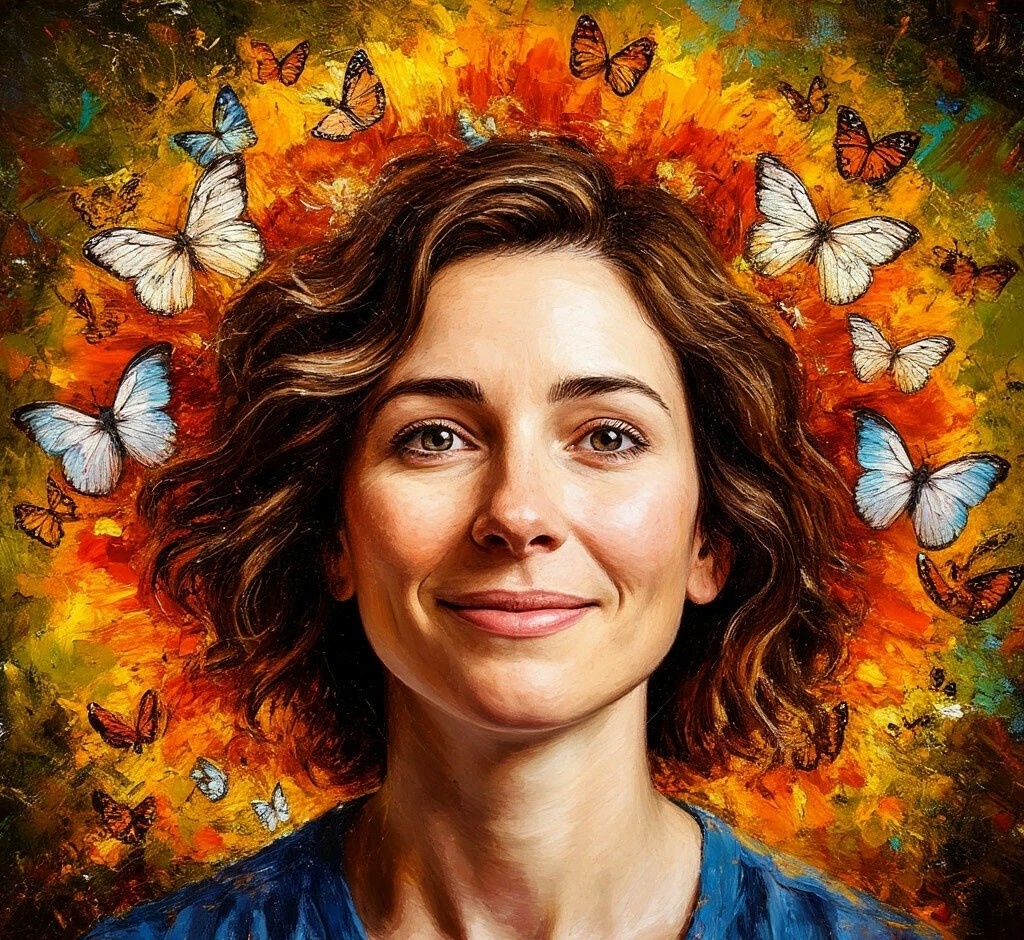 Девушка и бабочки.