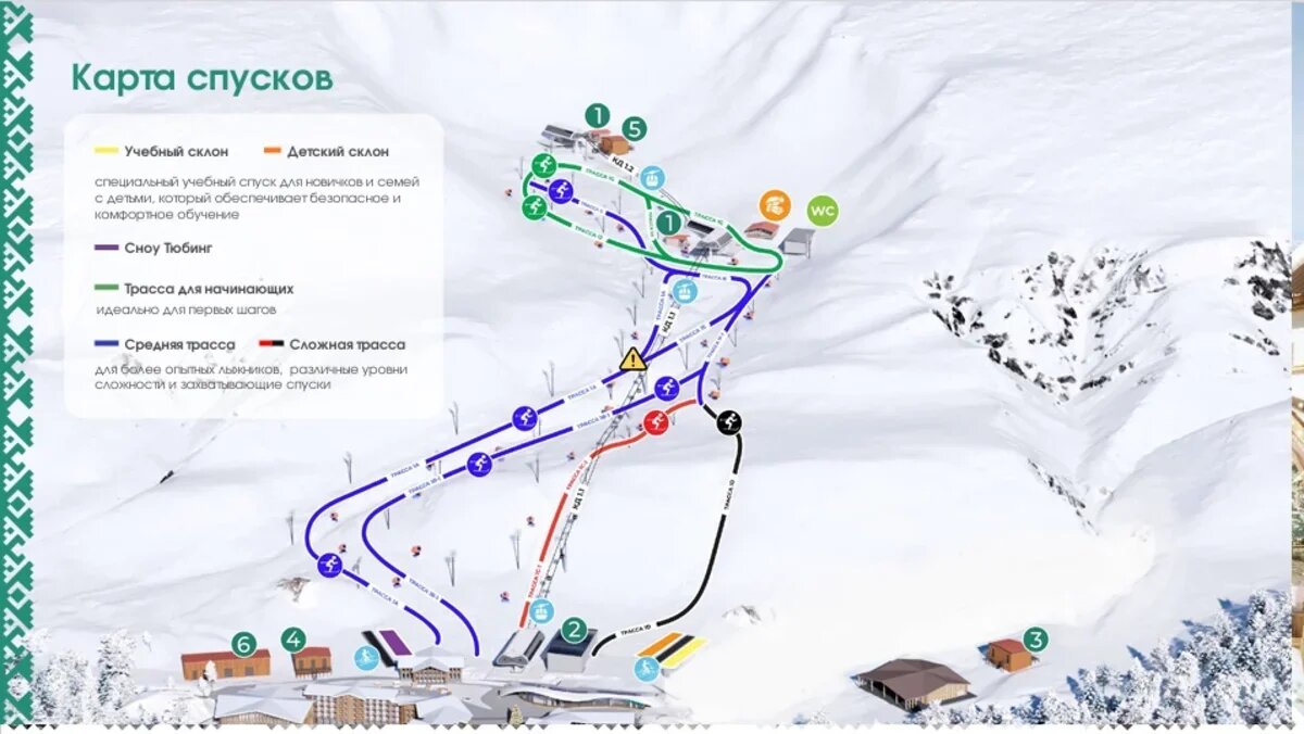    Предполагаемая схема горнолыжных трасс на курорте Рай-Из. Фото из презентации "Газпрома"