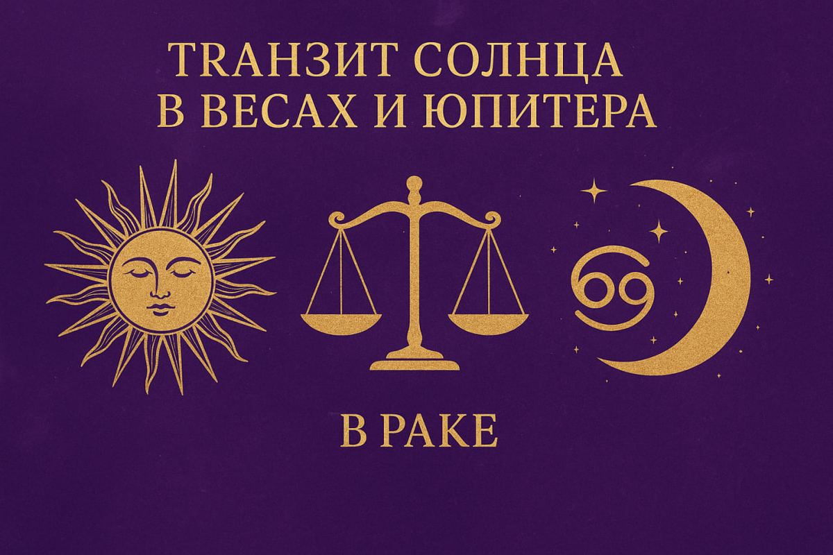 🌌 Астрологические влияния: Солнце в Весах ♎️ и Юпитер в Раке ♋️ — энергия гармонии, поддержки и возвращения к своим истокам