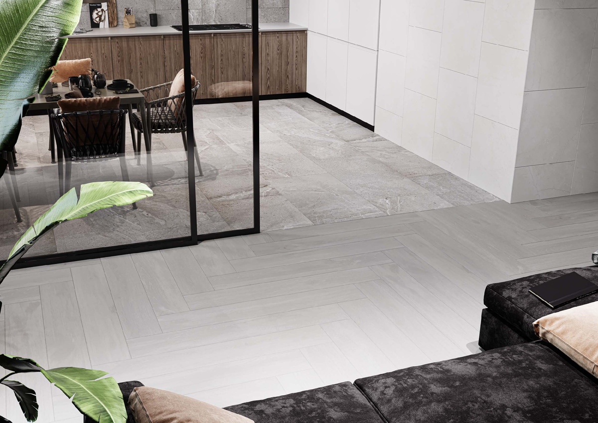 Керамогранит Kailas и Marmulla в интерьере. Фото: Estima