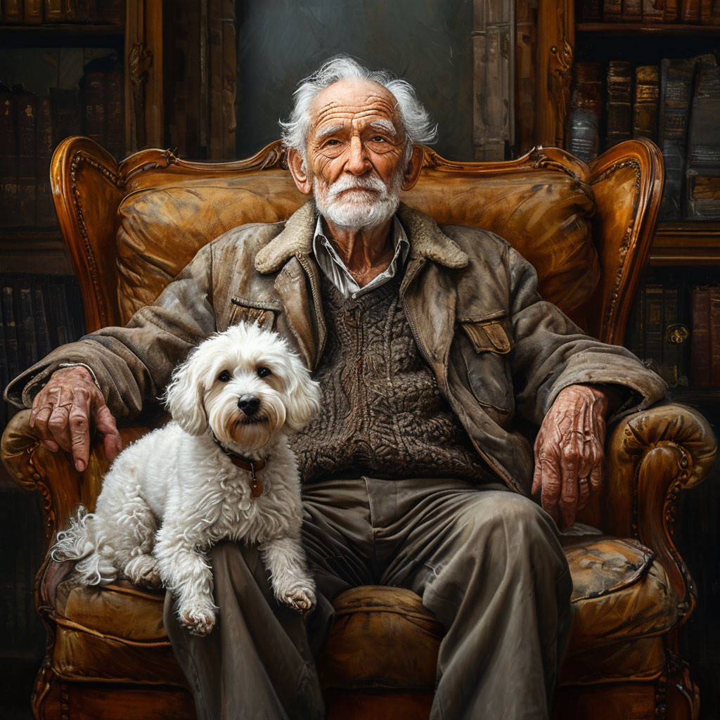 Старик и собачка.