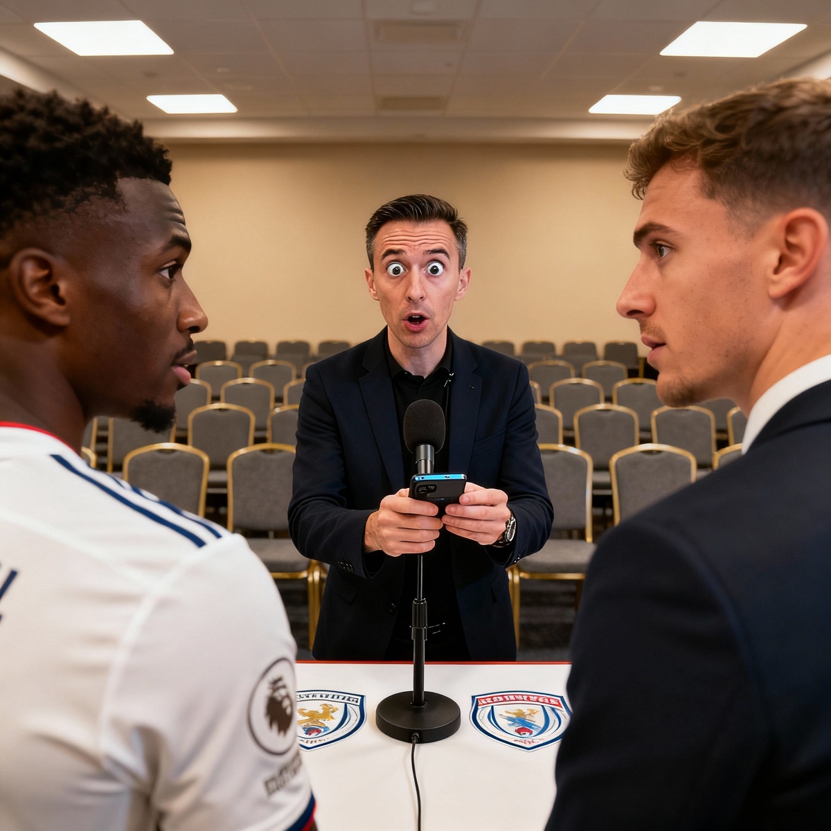 Переводчик в замешательстве на пресс-конференции