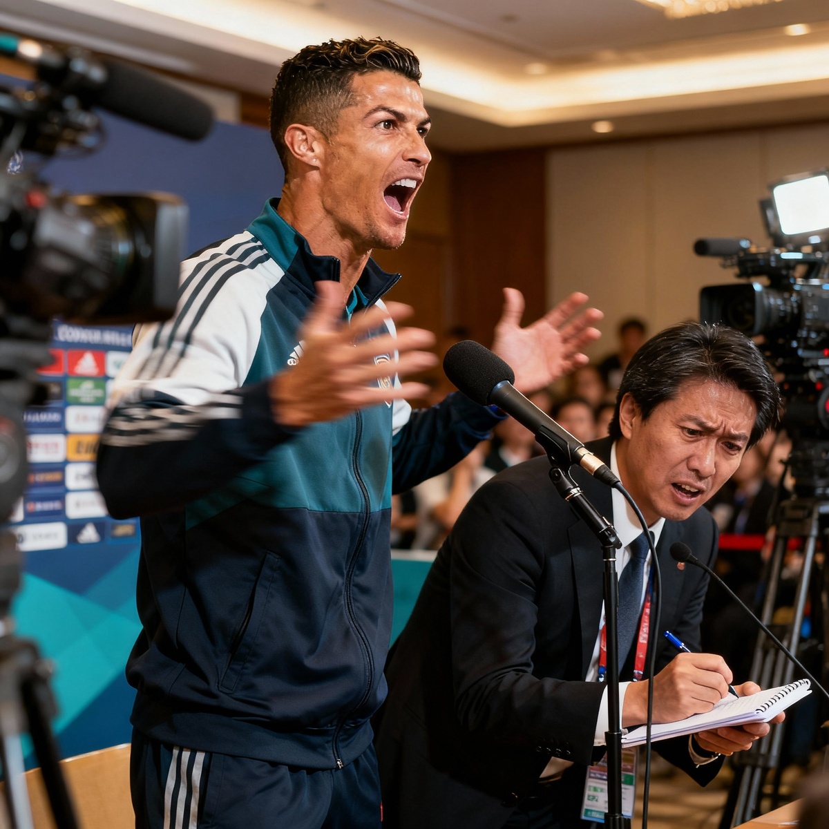 Футболист эмоционально дает интервью