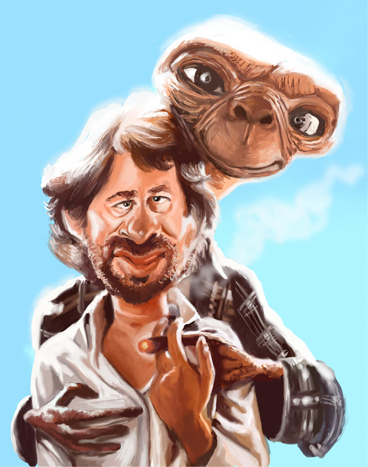 ШАРЖ ОТ ХУДОЖНИКА-КАРИКАТУРИСТА КАРЛОСА МАРТИНЕСА РИЕРА /  Carlos Martinez Riera // АМЕРИКАНСКИЙ РЕЖИССЕР И СКАЗОЧНИК СТИВЕН СПИЛБЕРГ 