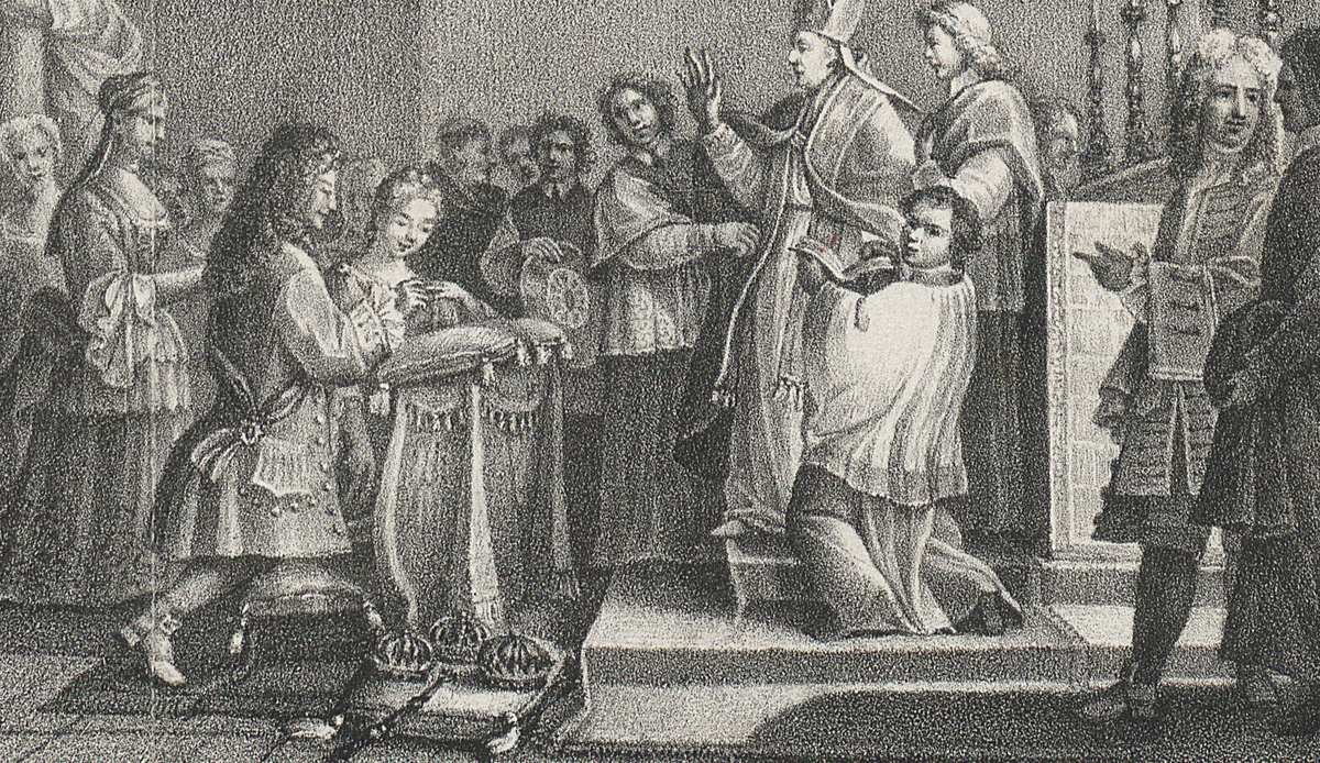 Рис. Бракосочетание Марии Клементины Собеской дочери Яна III короля Польши с Якобом III королём Англии