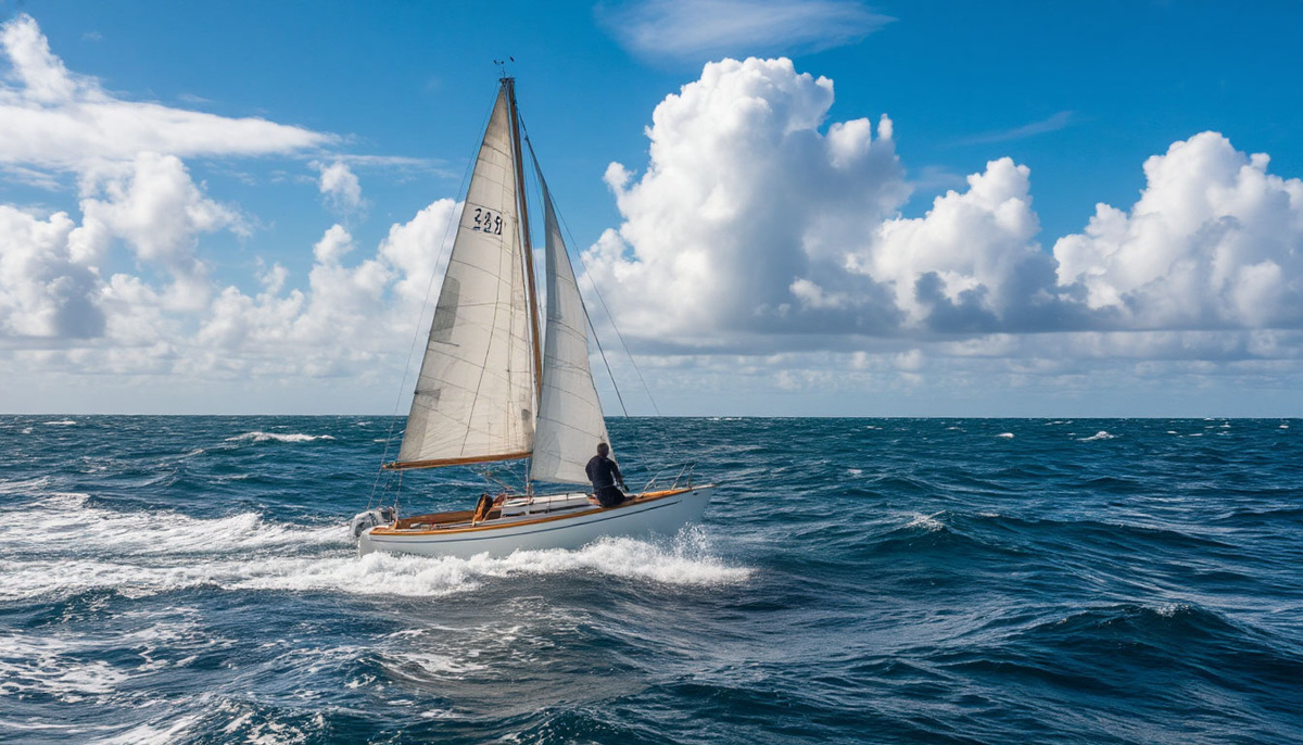 Одинокий смельчак в водах океана.