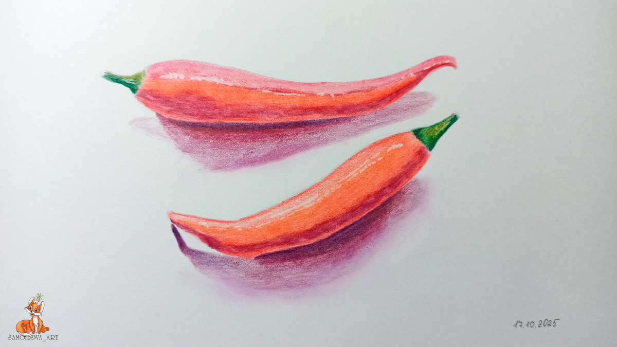 Перчики итог: блики сделаны электрическим ластиком