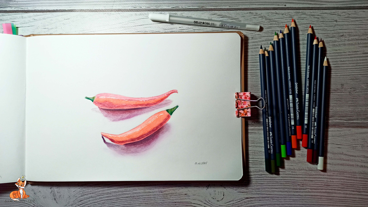 Перчики итог: блики доработаны белой гелевой ручкой