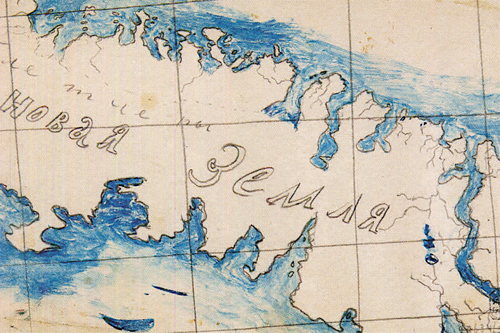 Карта Новой Земли. Автор изображения: Тыко Вылка (самобытный ненецкий художник, участник экспедиции В. Русанова). 1910 г.