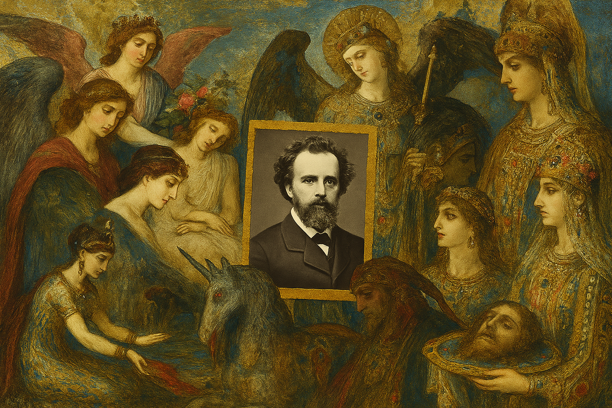 «Выражение человеческих чувств, желаний — вот, что заботит меня по-настоящему, хотя я менее расположен выражать эти порывы души, чем писать видимое. Иначе говоря, я изображаю вспышки воображения, которые никто не знает, как трактовать, но я замечаю в них нечто божественное, передающееся через удивительную пластичность» — Гюстав Моро (1826-1898)