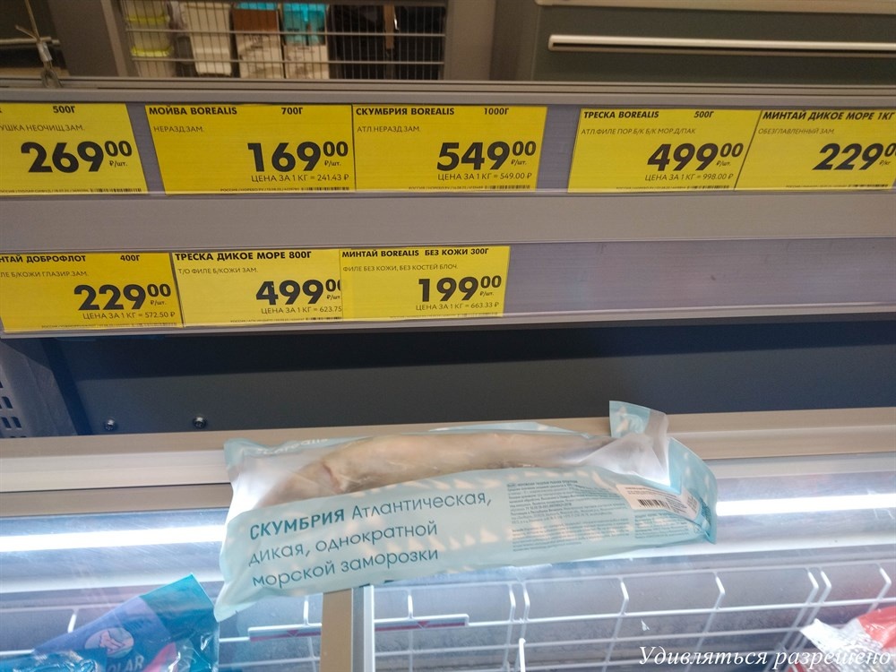 Воо вынул из ихолодильника в магазине рыбку