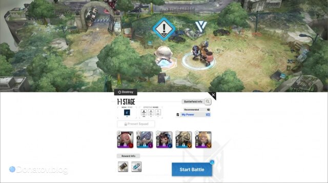    Меню перед началом битвы в Goddess of Victory: Nikke