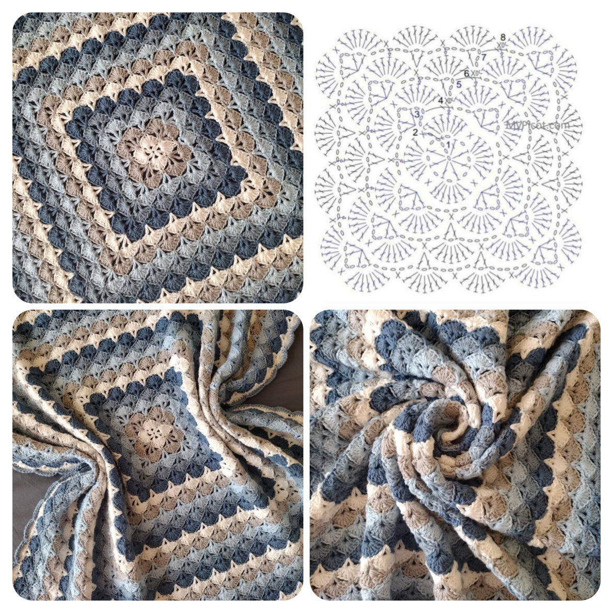 Плед из квадратных мотивов