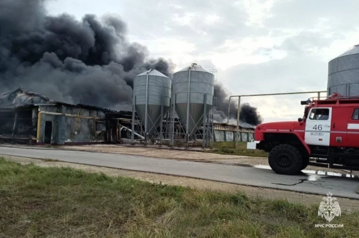    В Тульской области спасатели потушили цех и грузовик