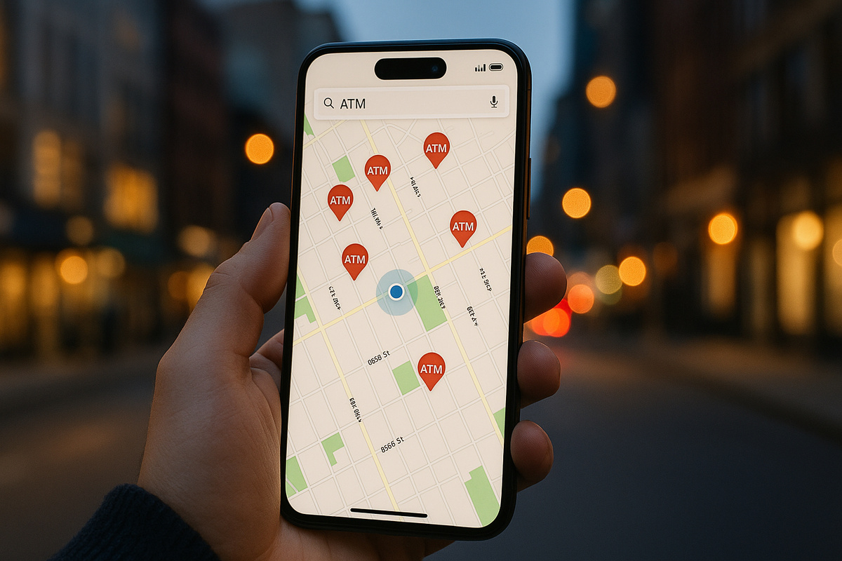    Айфон поможет вам найти банкоматы и снять деньги