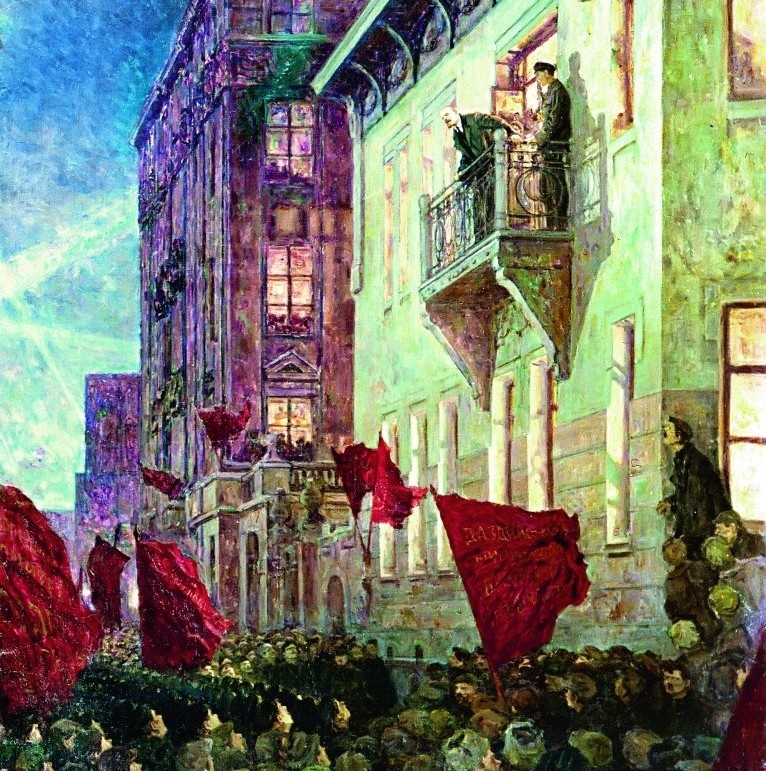 А. Моравов. Выступление В.И. Ленина с балкона дворца Кшесинской. 1955 г. Изображение из открытых источников.