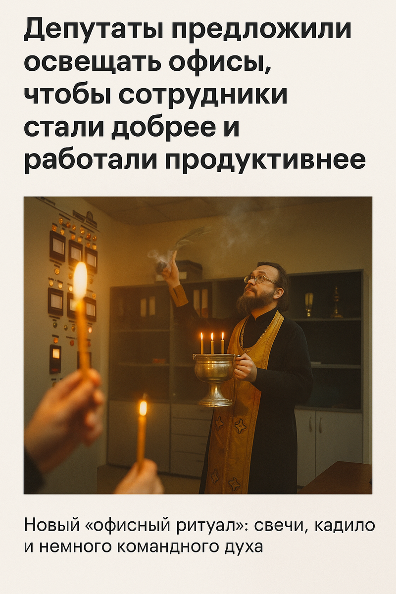 Новый “офисный ритуал”: свечи, кадило и немного командного духа.