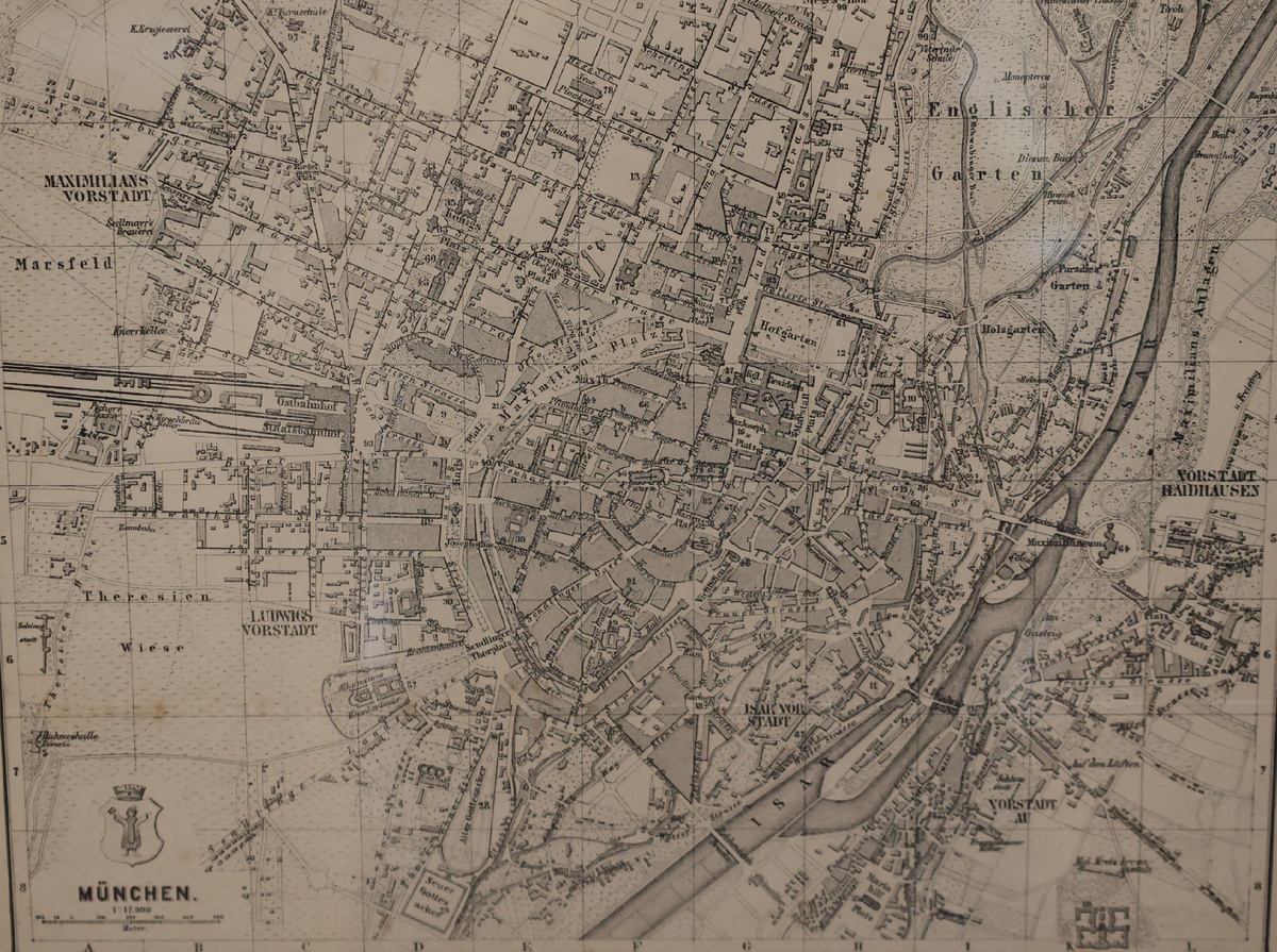 Карта Мюнхена 19 века. Музей-заповедник Ф. И. Тютчева "Овстуг". 