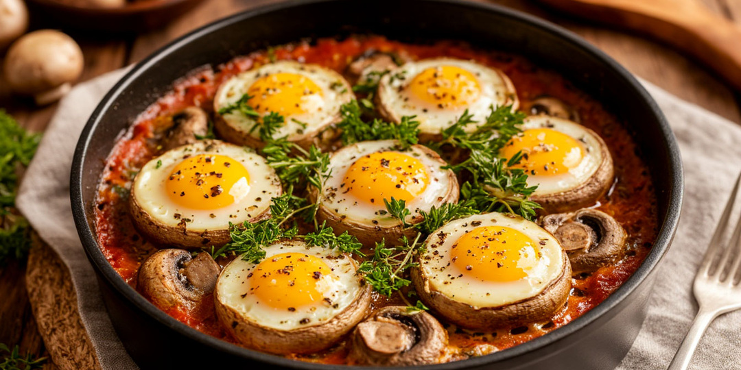 Домашняя закуска, которая тает во рту. Шампиньоны с перепелиными яйцами в духовке