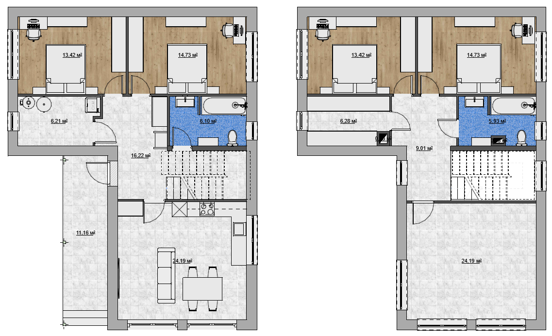 План расстановки мебели 1 и 2 этажа