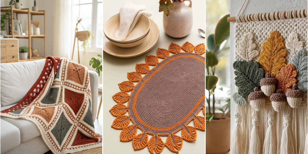 Подборка из Pinterest: вязаный декор для дома в цветах осени