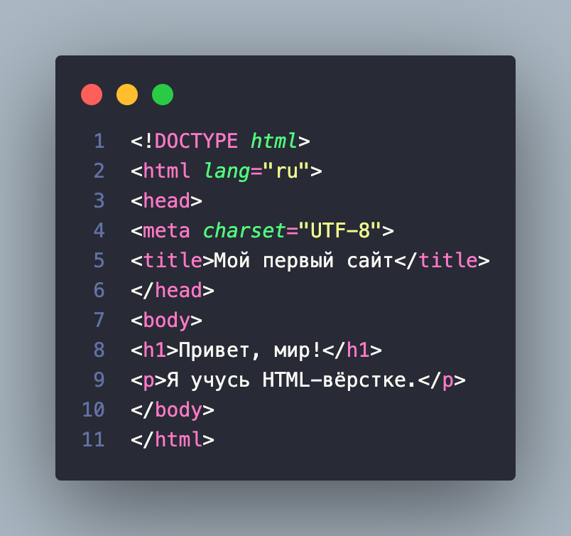 простой пример структуры страницы