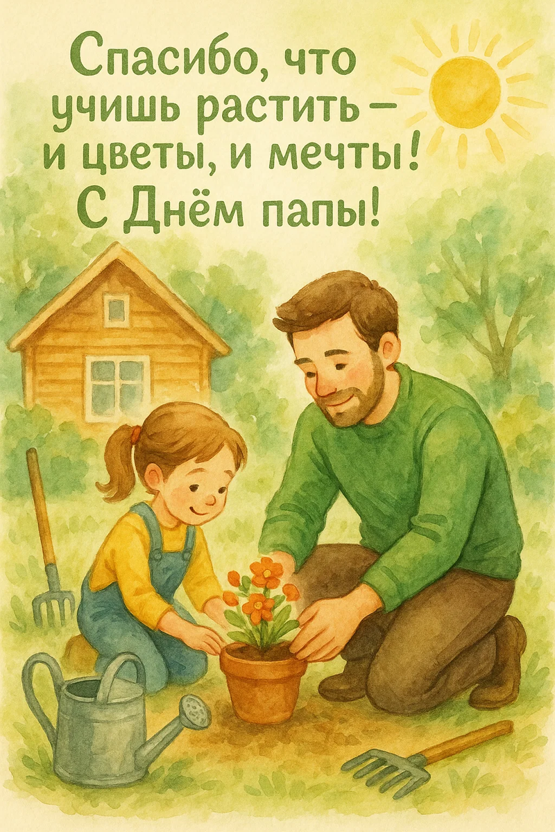 Открытка из серии «С Днём Отца!» создана автором Арт-мастерской ИИ при участии нейросети.
