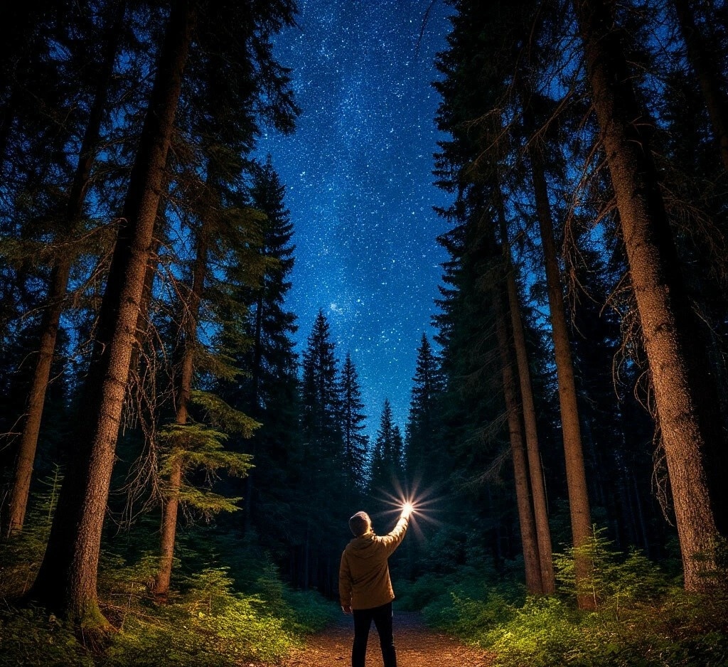 Заблудился в лесу.