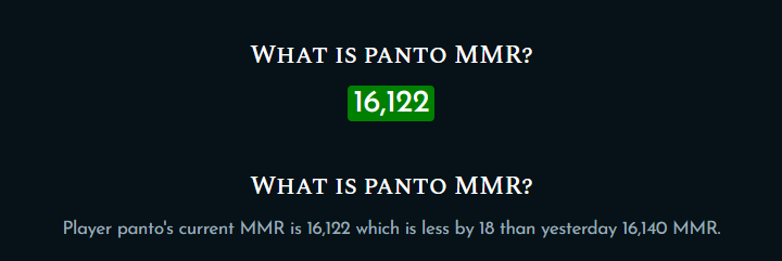     На момент публикации статьи panto имеет более 16,1 тысячи MMR в Dota 2