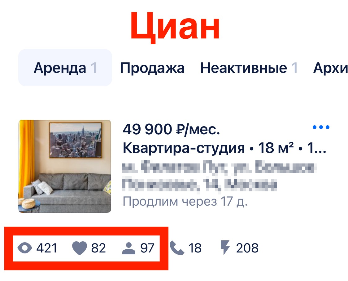 Скриншоты статистики объявлений