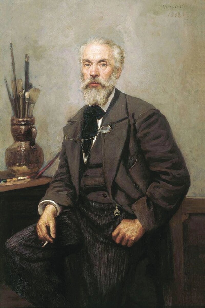 Н. К. Грандовский «Портрет К. А. Савицкого», 1902 год. Холст, масло. Размеры: 133 × 84,5 см. Государственная Третьяковская галерея, Москва.

