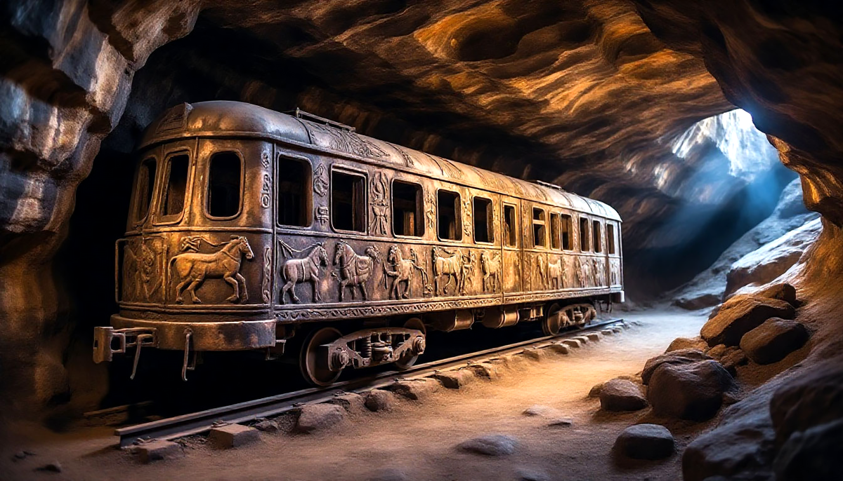 По словам археолога, там находился барельеф колесницы, похожей на современный поезд. 